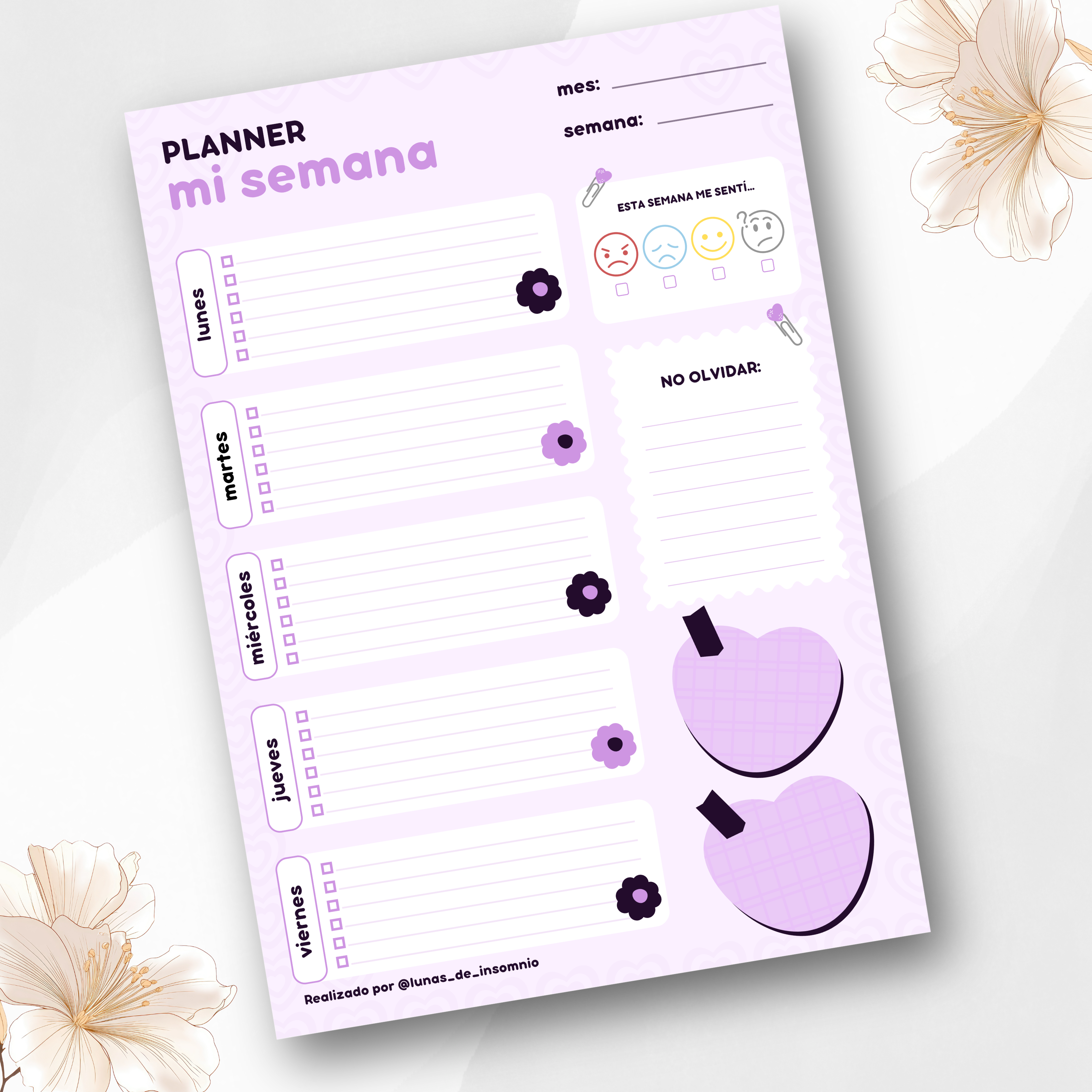 Planner Semanal Corazón